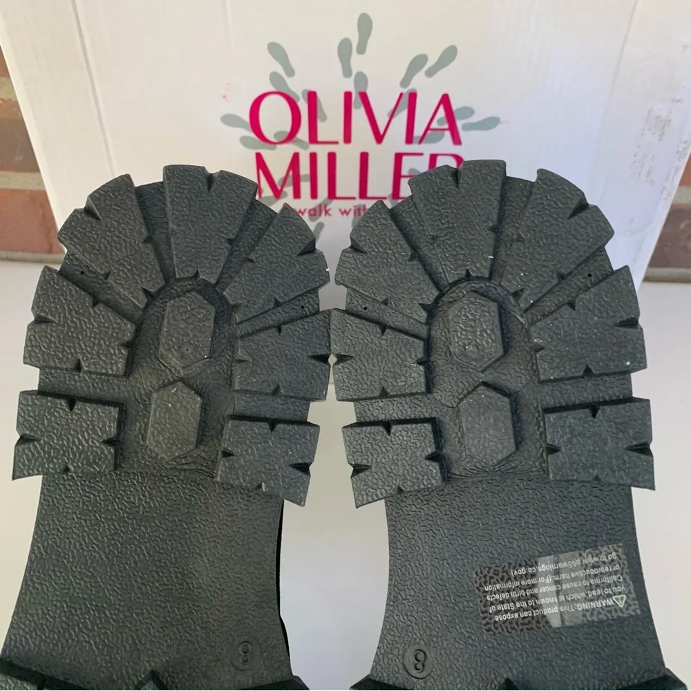 Olivia Miller Angie Black Lugged Platform Ankle Boot Size US 8 M - Picture 7 of 8